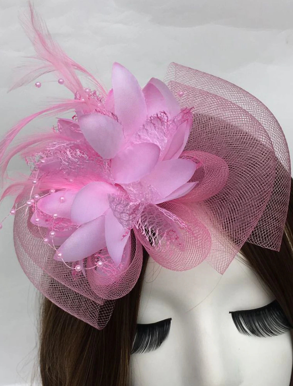 Wholesale Feather / Net Fascinators Kentucky Derby Hat / Flowers with 1 Piece Wedding / Party / Evening / Horse Race Headpiece